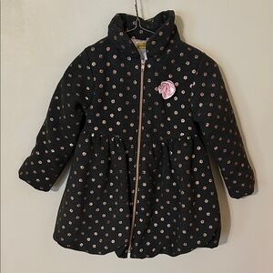 Penelope Mack Black and Pink Polka Dot Puffer Coat 6